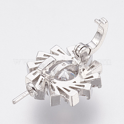 Eco-Friendly Brass Micro Pave Cubic Zirconia Cup Pearl Peg Bails Pin Pendants&nbsp;ZIRC-F083-113P-RS