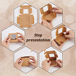 Square Foldable Creative Kraft Paper Box&nbsp;CON-WH0089-20B