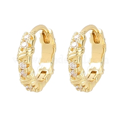 Twist Brass Micro Pave Clear Cubic Zirconia Hoop Earrings&nbsp;EJEW-D348-18G