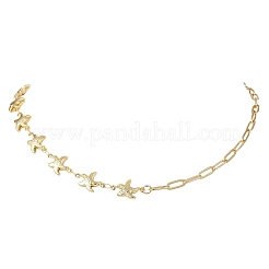 Ocean 304 Stainless Steel Starfish Link Chain and Brass Paperclip Chain Necklaces for Women&nbsp;NJEW-JN05927