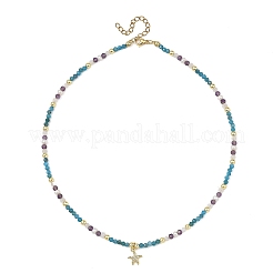 2Pcs 2 Styles Ocean Brass Micro Pave Clear Cubic Zirconia Starfish and Turtle Pendant Necklaces&nbsp;NJEW-JN06429
