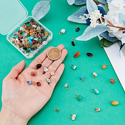 120Pcs 30 Styles Natural & Synthetic Gemstone Chip Charms&nbsp;PALLOY-HY00079