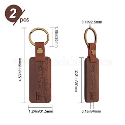 2Pcs 2 Styles Word His Only/His Queen Engraved Wooden with Leather Keychain&nbsp;WOOD-GF0001-81