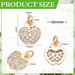 12Pcs Brass Micro Pave Clear Cubic Zirconia Charms&nbsp;KK-BC0015-03