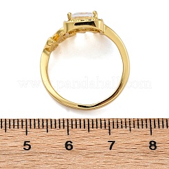 Brass Micro Pave Clear Cubic Zirconia Cuff Rings for Women&nbsp;LS-RJEW-C118-07G