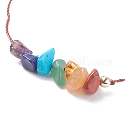 2Pcs 2 Style Natural Mixed Stone Chips Beaded Bracelets Set with Brass Beads&nbsp;BJEW-JB07985