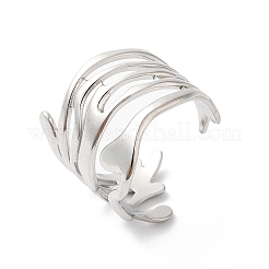 Non-Tarnish 304 Stainless Steel Twist Wave Open Cuff Ring for Women&nbsp;RJEW-K245-30P