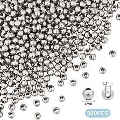 500Pcs 304 Stainless Steel Round Seamed Beads&nbsp;STAS-UN0063-61C-P