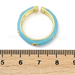 Brass Micro Pave Clear Cubic Zirconia Enamel Cuff Rings for Women&nbsp;RJEW-L113-020G
