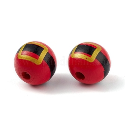 Printed Natural Wood European Beads&nbsp;WOOD-C015-06B