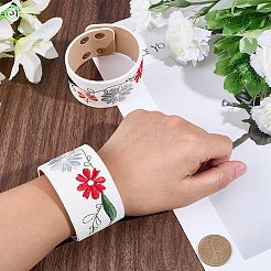 Embroidery Floral Imitation Leather Cord Bracelets&nbsp;BJEW-WH20007-08A