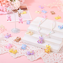 36Pcs 6 Colors Bear with Word Love Opaque Resin Pendants&nbsp;RESI-TA0005-59