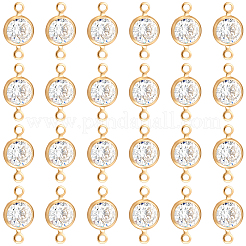50Pcs Brass Pave Clear Cubic Zirconia Connector Charms&nbsp;KK-BBC0023-16