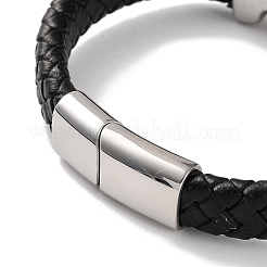 Men's Braided Black PU Leather Cord Bracelets&nbsp;BJEW-K243-29P