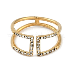 Ion Plating(IP) 304 Stainless Steel Cuff Ring with Rhinestones&nbsp;RJEW-D083-04G