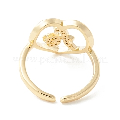 Clear Cubic Zirconia Heart with Rose Cuff Ring&nbsp;RJEW-K235-04G