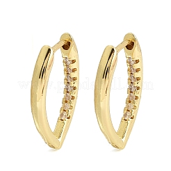 Brass Micro Pave Clear Cubic Zirconia Horse Eye Hoop Earrings&nbsp;EJEW-G446-04B-G