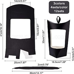 12 Sets 3 Colors Cardboard Boxes with Polyester Handles&nbsp;CON-CA0001-017