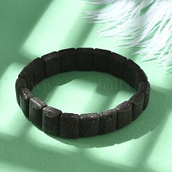 Rectangle Frosted Natural Lava Rock Bead Stretch Bracelets for Women Men&nbsp;BJEW-C097-03B