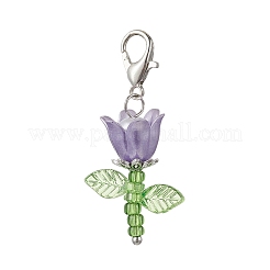 Flower Acrylic & Plastic Imitation Pearl Beads & Japanese Seed Beads Pendant Decorations&nbsp;HJEW-JM03232-01
