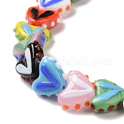 Heart Handmade Lampwork Beads Strands&nbsp;LAMP-G150-01B