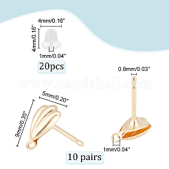 10 Pairs Brass Stud Earring Finding&nbsp;KK-HY0001-14