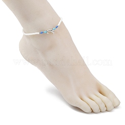 Tibetan Style Alloy Dolphin & Seed Beaded Stretch Anklet for Women&nbsp;AJEW-AN00558