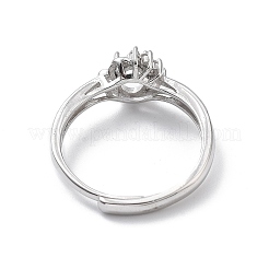 Adjustable Rhodium Plated 925 Sterling Silver Clear Cubic Zirconia Ring Components&nbsp;STER-C011-02P