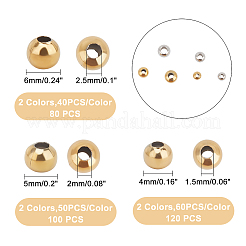  300Pcs 6 Styles Round PVD Vacuum Plating 304 Stainless Steel Beads&nbsp;STAS-UN0026-43