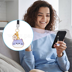 Cat Shape Alloy Enamel Pendant Decorations&nbsp;HJEW-OC00001