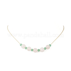 Adjustable Dyed Natural Malaysia Jade & Rose Quartz Round Beaded Braided Necklaces&nbsp;NJEW-JN05324