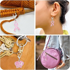 20Pcs 10 Styles Breast Cancer Awareness Alloy Enamel Pendant Decorations&nbsp;HJEW-YW00261