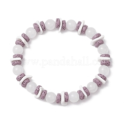 Round Natural White Jade Beads Stretch Bracelets&nbsp;BJEW-JB11818-02