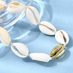 304 Stainless Steel & Natural Cowrie Shell Beaded Necklaces for Women&nbsp;NJEW-F356-03G