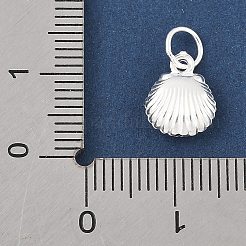 Fine Silver Sterling Silver Hollow Shell Shaped Charms with Jump Rings&nbsp;STER-R013-02S