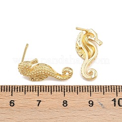 Brass Sea House Stud Earrings&nbsp;EJEW-K318-01G