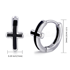 316 Stainless Steel Cross Hoop Earrings for Men Women&nbsp;EJEW-SZ0001-98