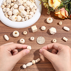 350Pcs 11 Styles Natural Wood Beads&nbsp;WOOD-PA0001-43