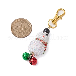 Christmas Snowman Resin Rhinestone & Glass Seed Beads Pendant Decorations&nbsp;HJEW-MZ00076