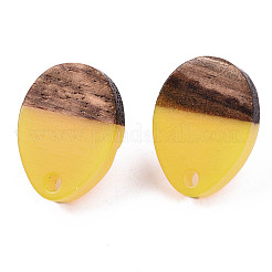 Resin & Walnut Wood Stud Earring Findings&nbsp;LS-MAK-N032-006A-A04