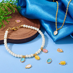 5Pcs 5 Colors Oval Brass Charms&nbsp;KK-TADJ0001-14