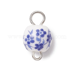 Handmade Flower Printed Porcelain Ceramid Links&nbsp;PALLOY-JF04143-02
