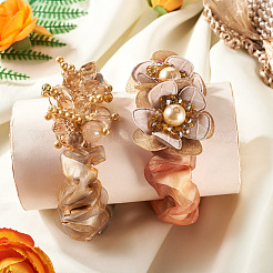 2Pcs 2 Colors Chic Solid Color French Satin Pigtail Hair Tie for Elegant Hairstyles&nbsp;OHAR-TA0001-10C