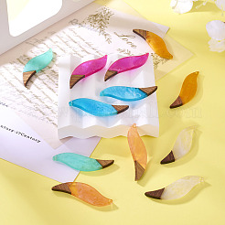 12Pcs 6 Colors Transparent Resin & Walnut Wood Big Pendants&nbsp;RESI-TA0003-44