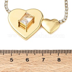 304 Stainless Steel Clear Glass Heart Pendant Rhinestone Tennis Necklaces for Women&nbsp;NJEW-A074-01G