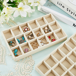 18 Grids Rectangle Wood Covered with Velvet Jewelry Trinket Display Trays&nbsp;LS-AJEW-WH20054-062H-01