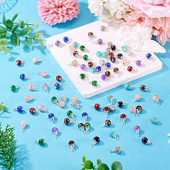 100Pcs 10 Colors Baking Paint Glass Pendants&nbsp;PALLOY-TAC0205