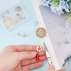 32Pcs 2 Colors Brass Stud Earring Findings&nbsp;KK-DC0001-36