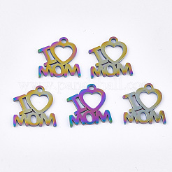 Mother's Day Ion Plating(IP) 201 Stainless Steel Charms&nbsp;LS-STAS-Q201-JN173