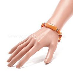 Natural Red Aventurine Beaded Stretch Bracelet&nbsp;BJEW-JB08879-06